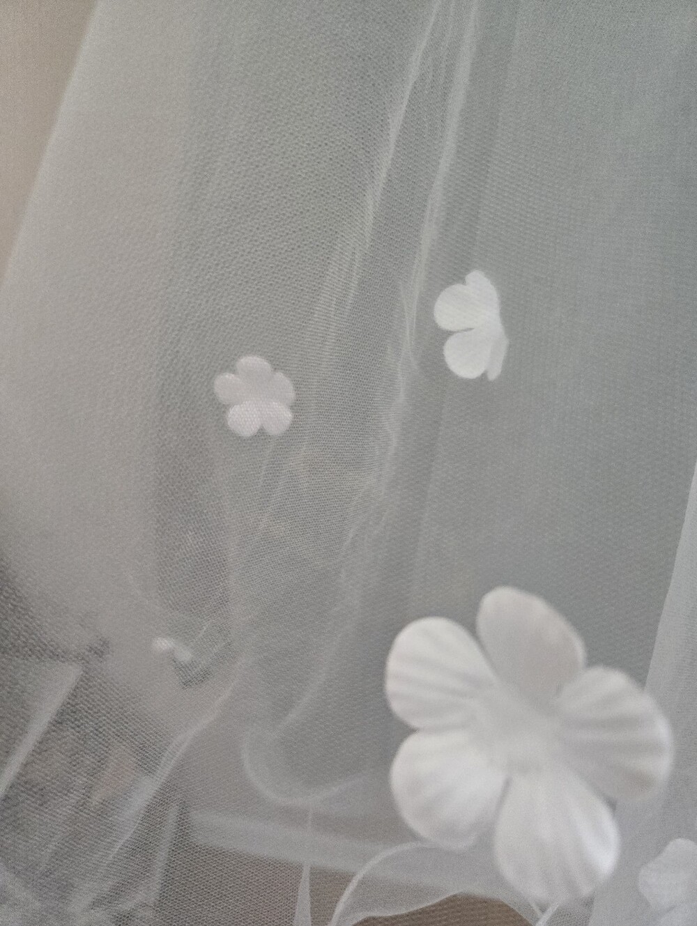 Azazie Celia Flowergirl Dress Eucalyptus Green White Lace 3D Flowers Train 14 - Picture 16 of 16